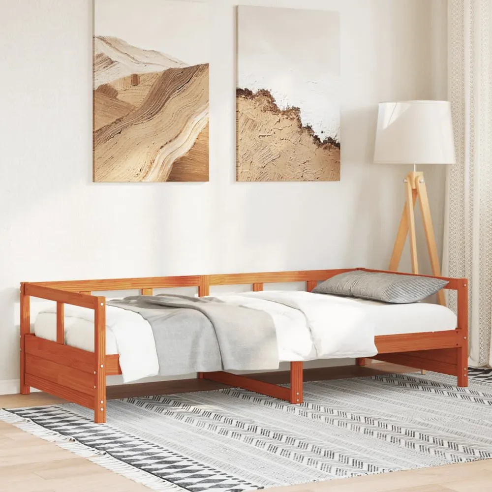 Sofá-cama sem colchão 90x190 cm pinho maciço castanho-mel 3 Lugares