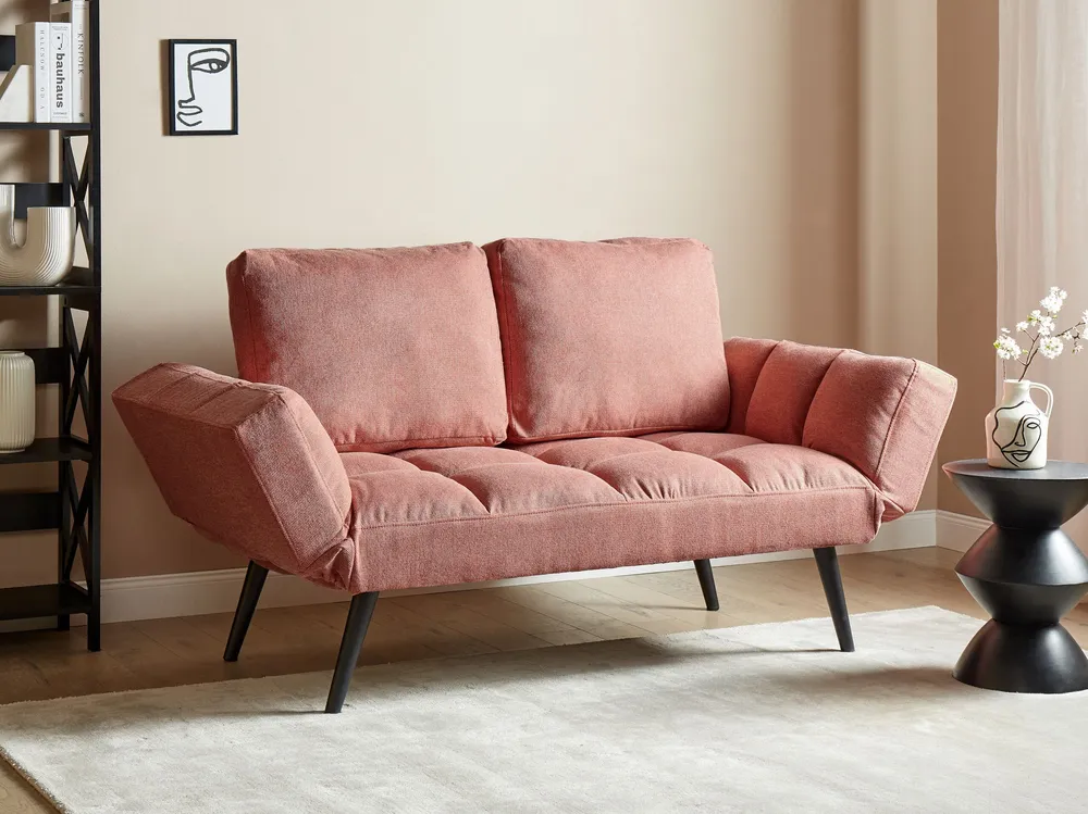 Sofá-cama em tecido rosa BREKKE Design Moderno