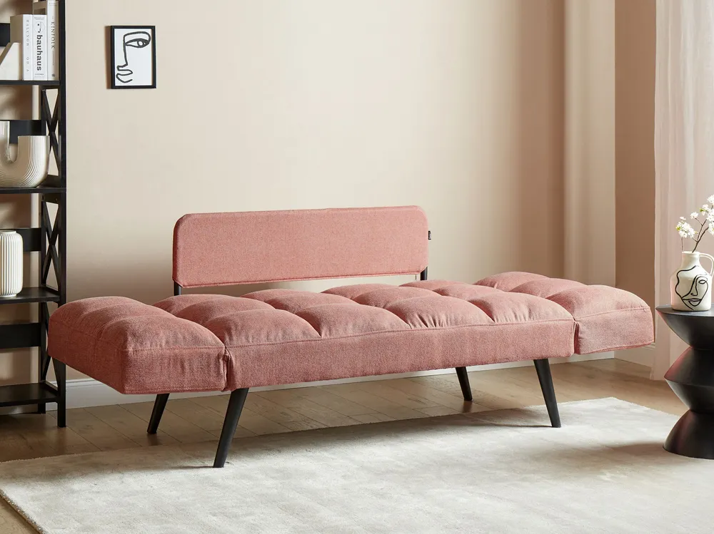 Sofá-cama em tecido rosa BREKKE Design Moderno
