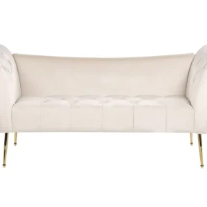Velvet Chaise Lounge Cream Beige NANTILLY