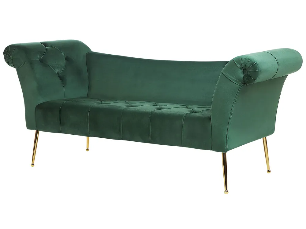Velvet Chaise Lounge Green NANTILLY
