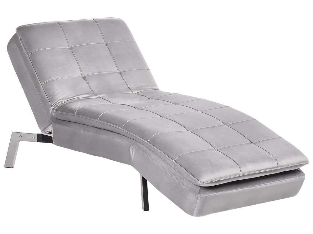 Velvet Chaise Lounge Light Grey LOIRET