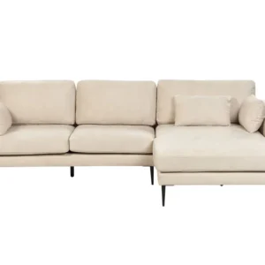 Velvet Left Hand Corner Sofa Cream FLAM