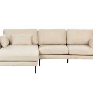 Velvet Right Hand Corner Sofa Cream FLAM