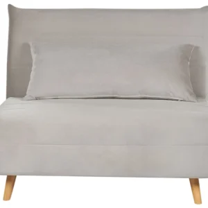 Velvet Single Sofa Bed Light Grey SETTEN