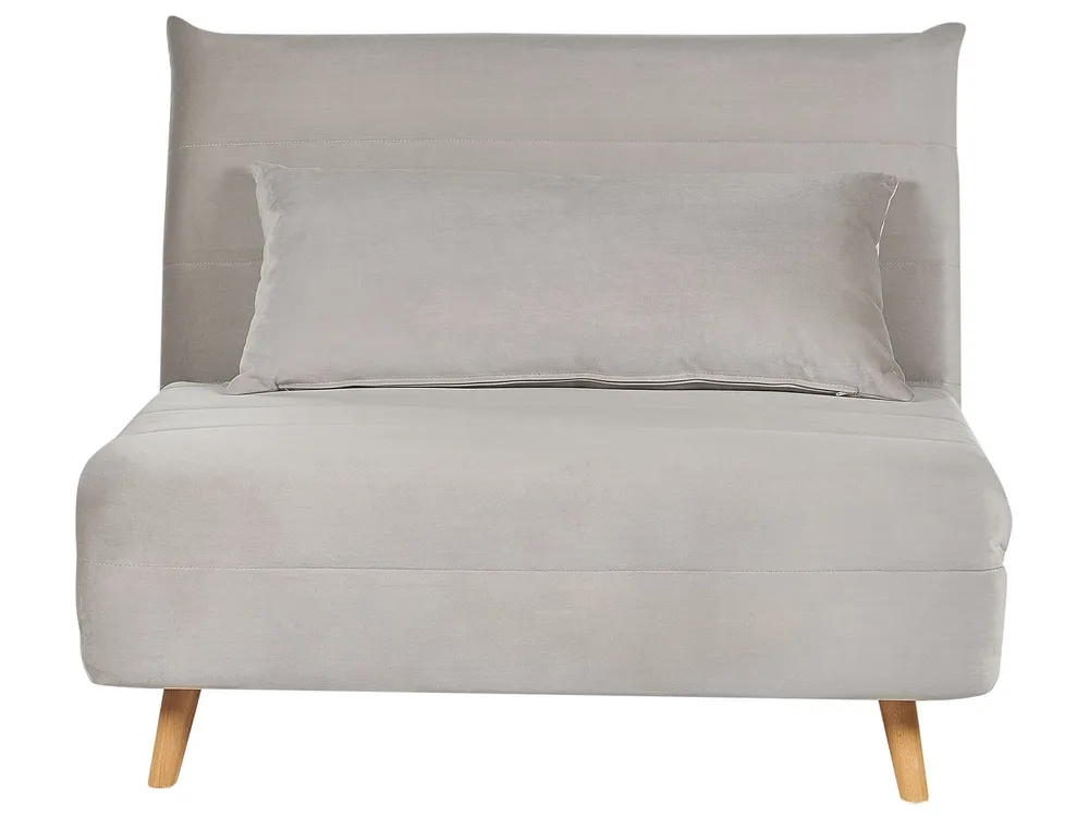 Velvet Single Sofa Bed Light Grey SETTEN