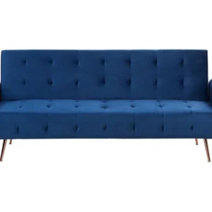 Velvet Sofa Bed Blue SELNES