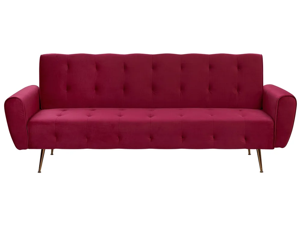 Velvet Sofa Bed Burgundy SELNES