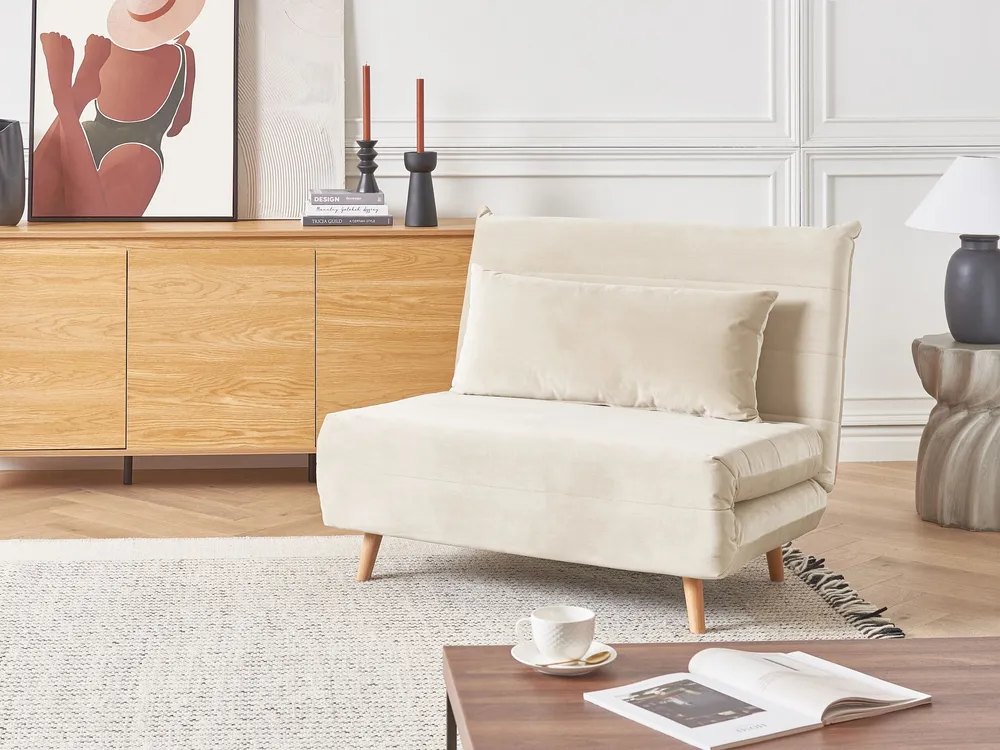 Velvet Sofa Bed Cream SETTEN