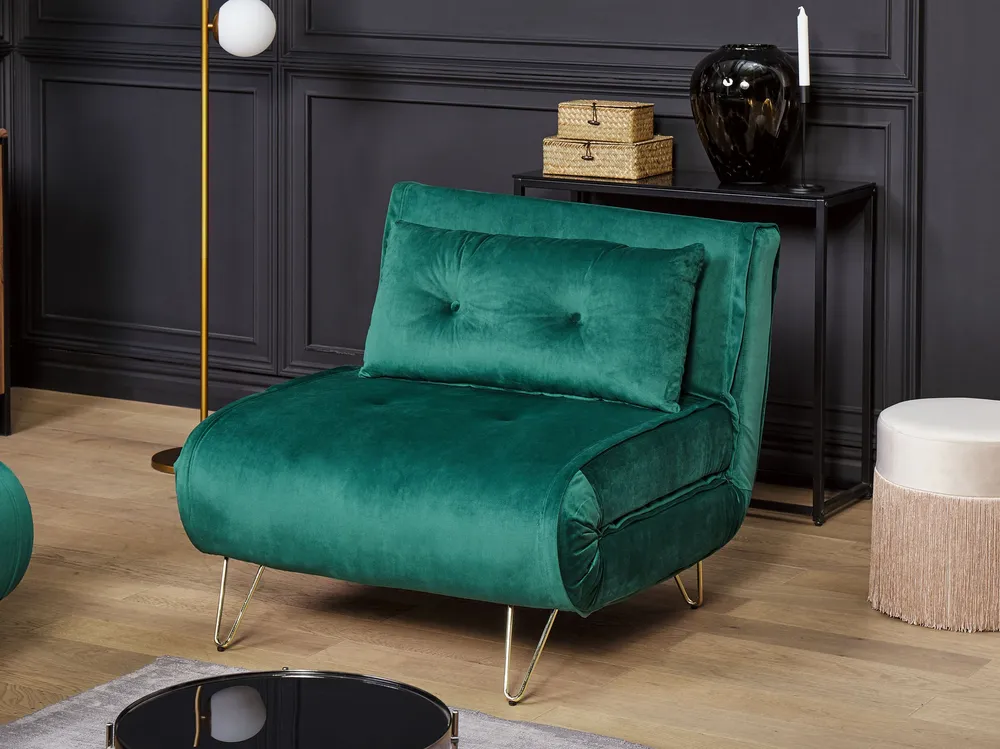 Velvet Sofa Bed Dark Green VESTFOLD