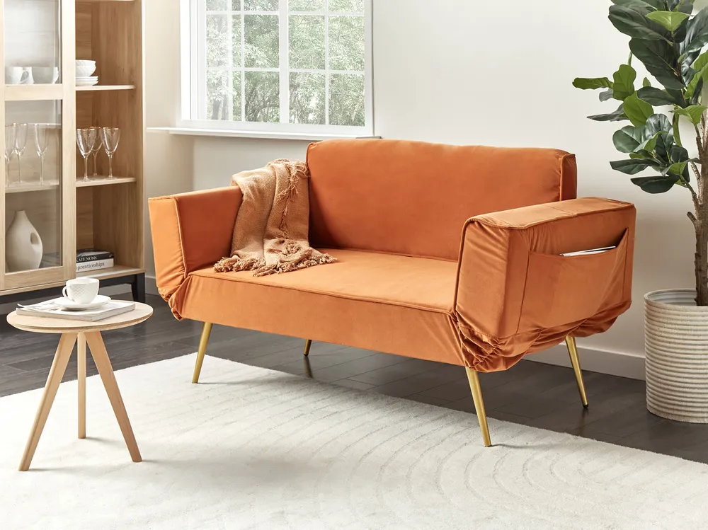Velvet Sofa Bed Laranja SAARELA