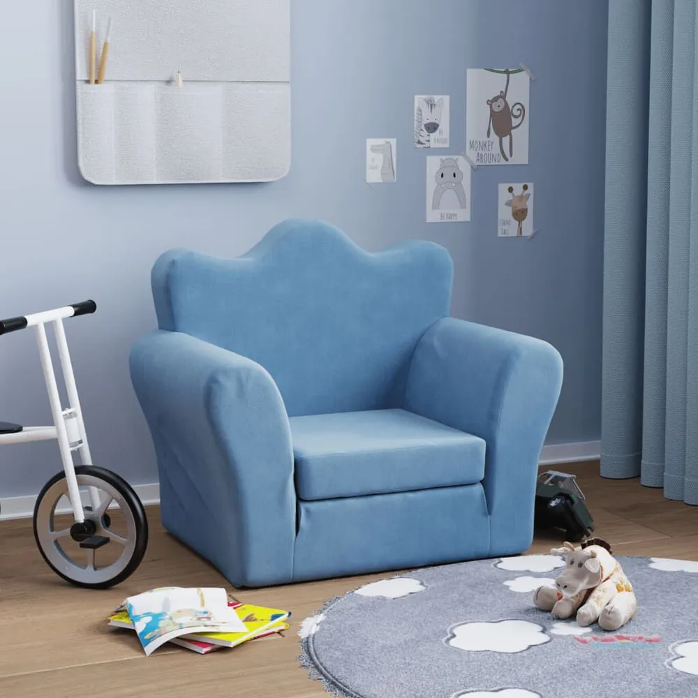 Armário Baixo Sofá-cama infantil pelúcia macia azul