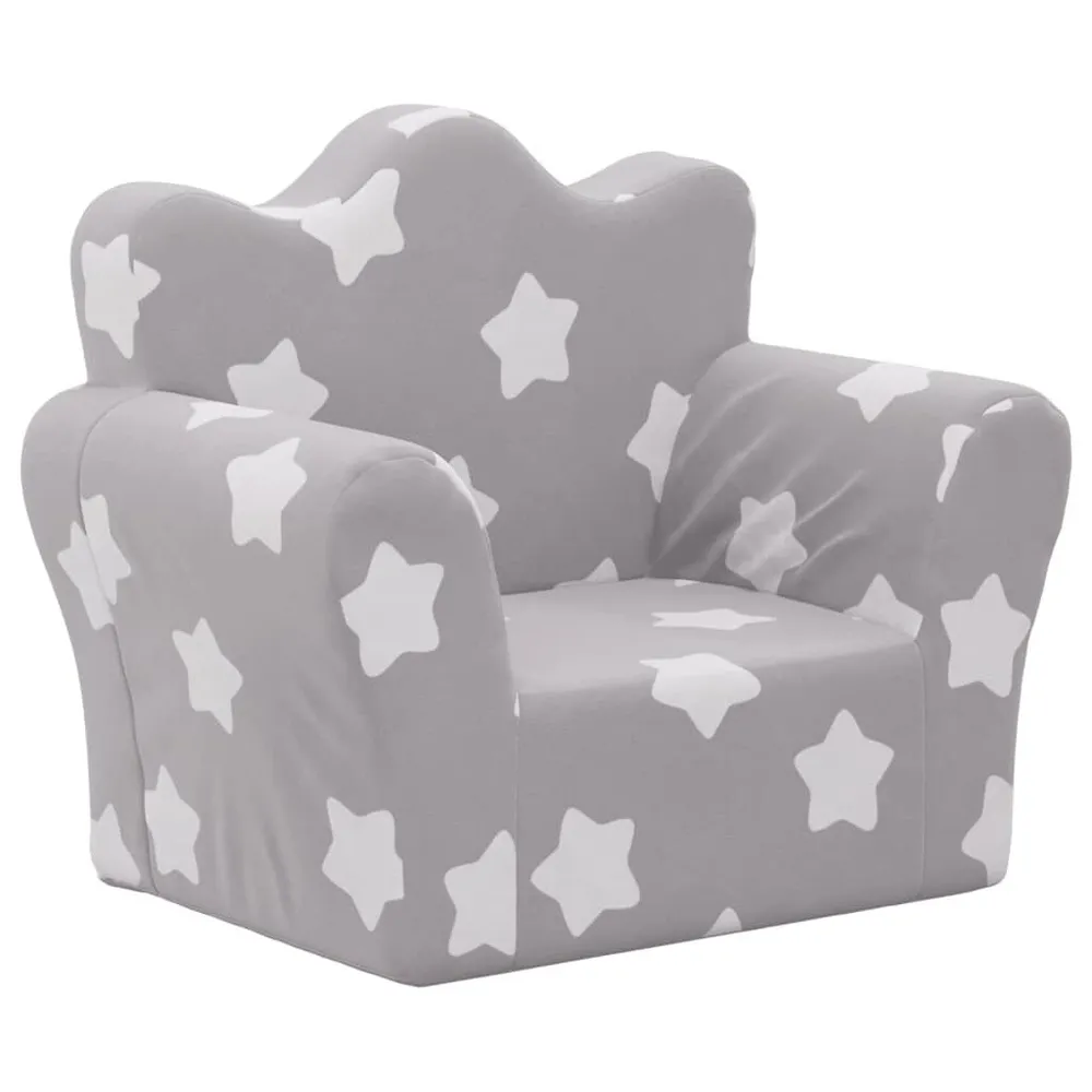 Cama Beliche Sofá infantil com estrelas pelúcia macia cinzento-claro