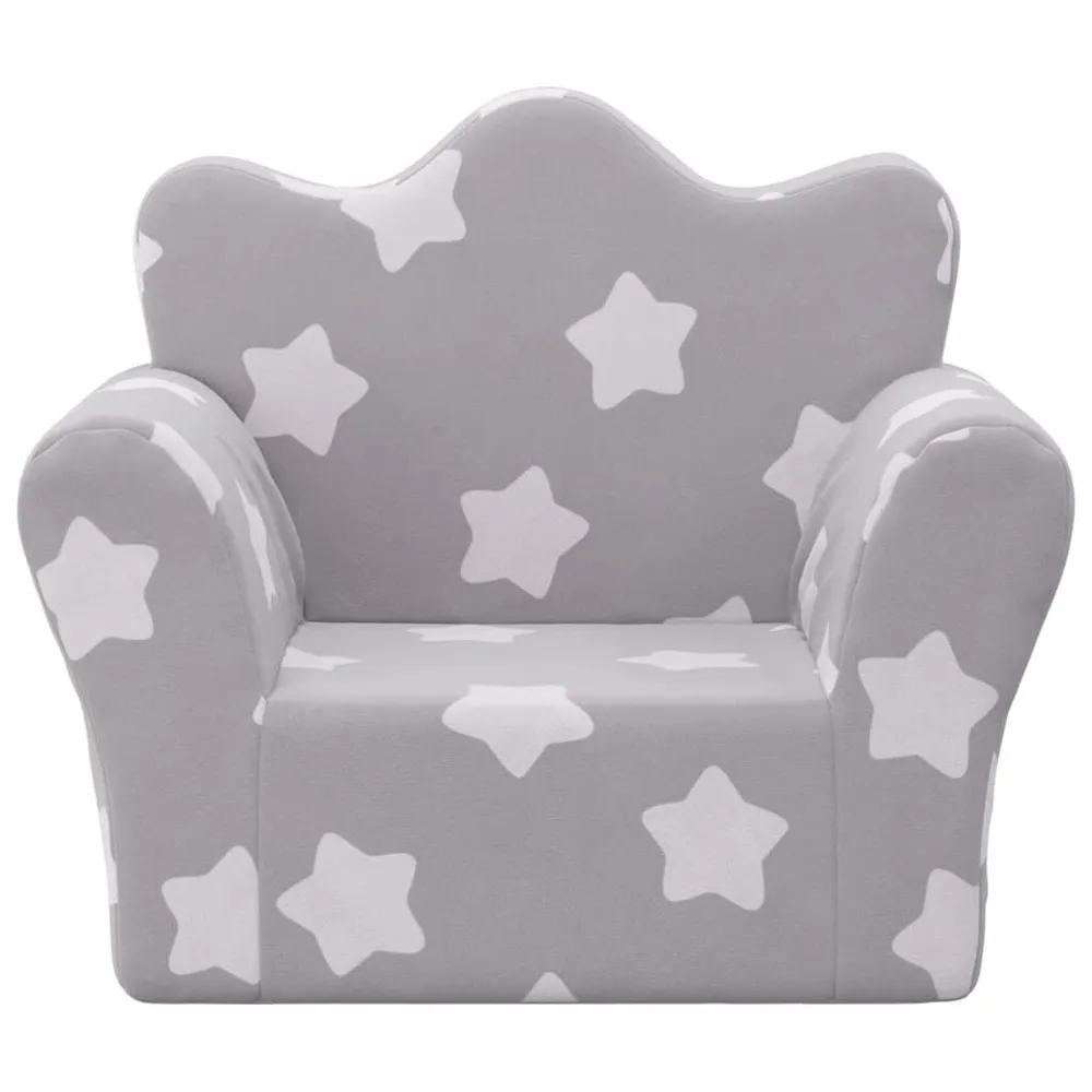 Cama Beliche Sofá infantil com estrelas pelúcia macia cinzento-claro