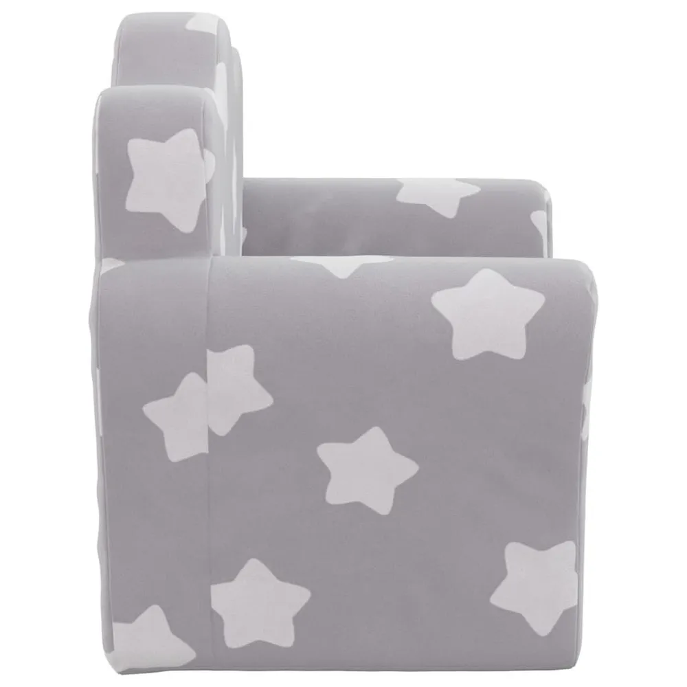 Cama Beliche Sofá infantil com estrelas pelúcia macia cinzento-claro