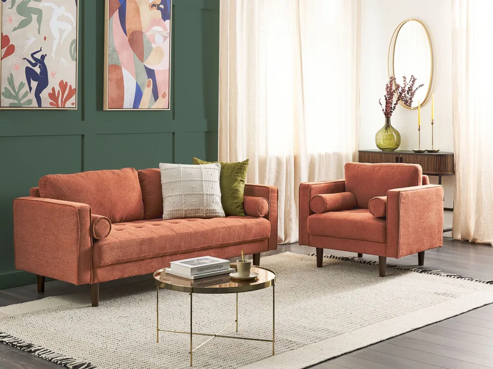 Design Ergonômico Infantil 4 Seater Fabric Living Room Set Golden Café NURMO