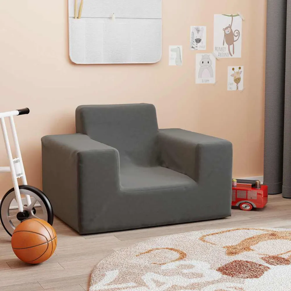 Estante em Formato de Casa Sofá infantil pelúcia macia antracite