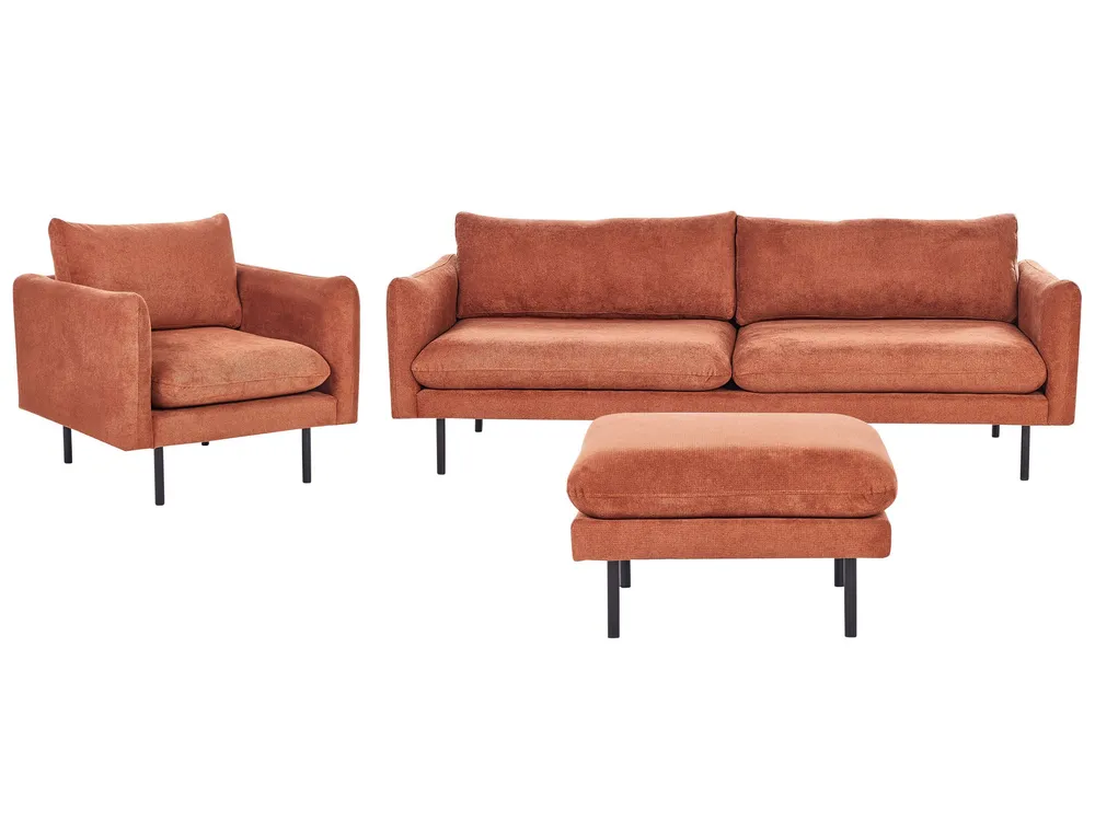 Fabric Living Room Set Ottoman Golden Chocolate VINTERBRO com Barras de Seguranç