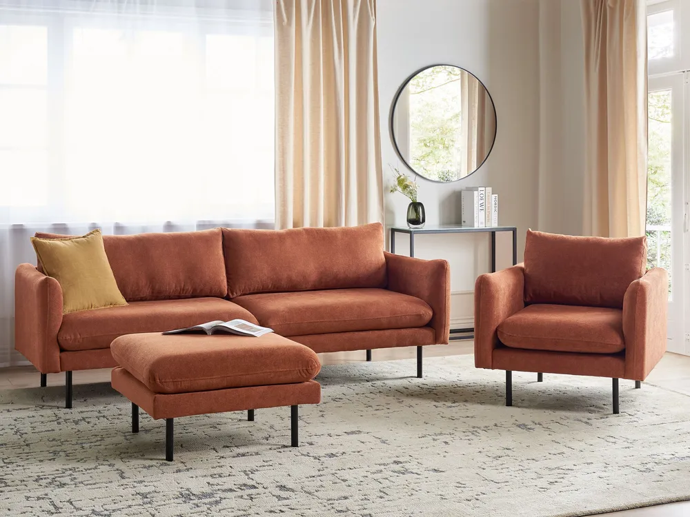 Fabric Living Room Set Ottoman Golden Chocolate VINTERBRO com Barras de Seguranç