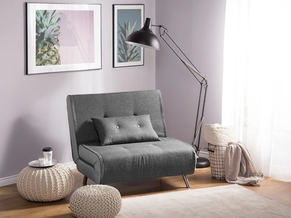 Fabric Single Sofa Bed Grey FARRIS