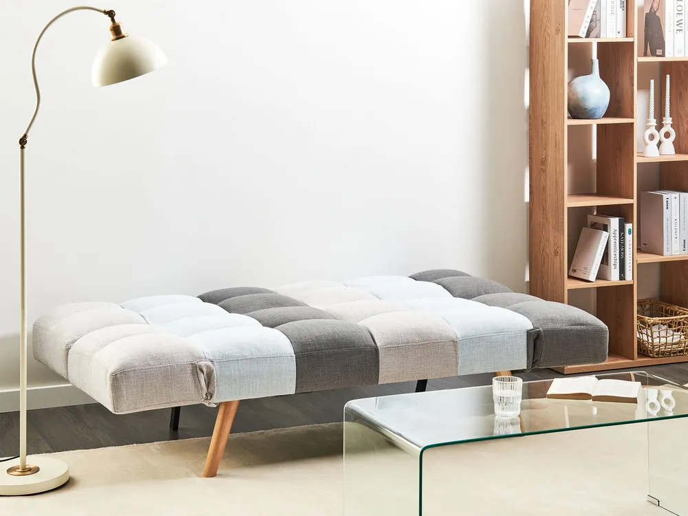 Fabric Sofa Bed Grey and Safira Patchwork INGARO para Crianças