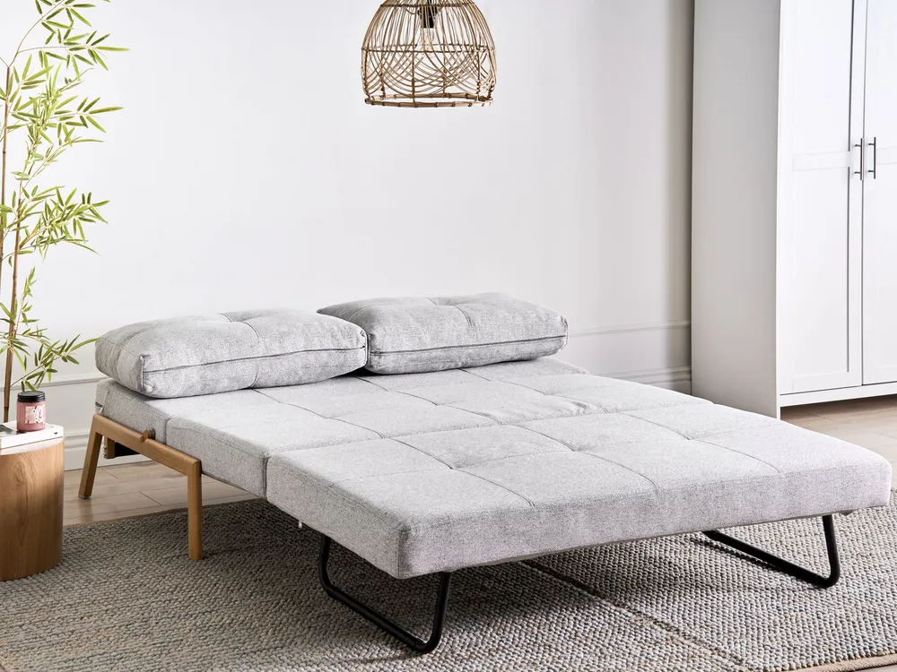 Fabric Sofa Bed Light Grey EDLAND para Gêmeos