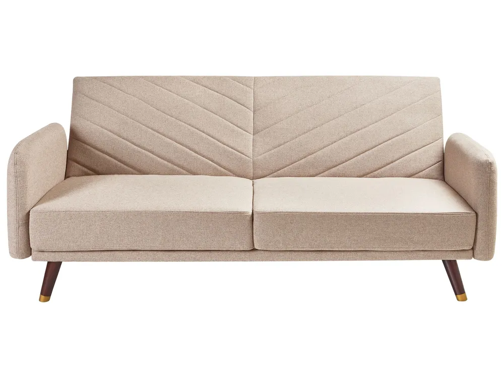 Faux Linen Sofa Bed Light Café SENJA