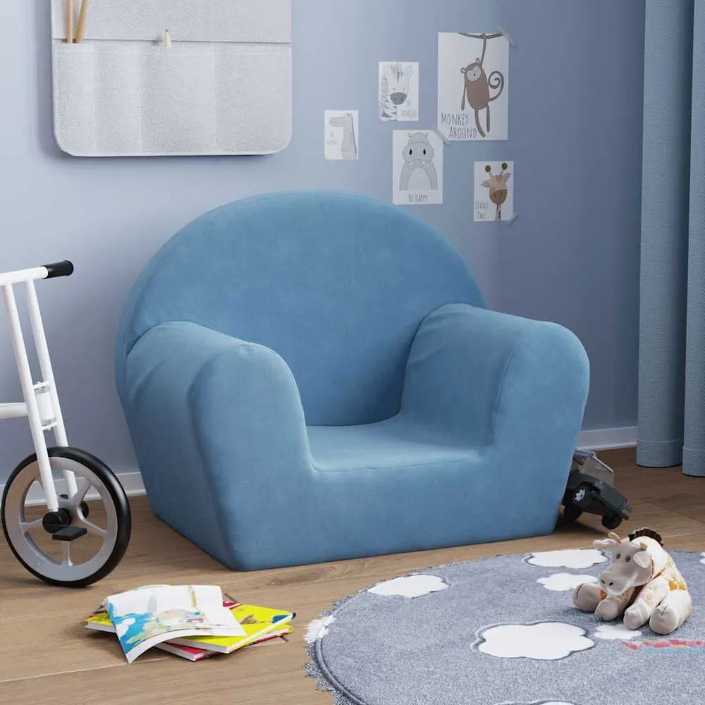 Mesa de Atividades Sofá infantil pelúcia macia azul