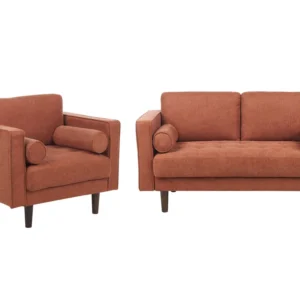 3 Seater Fabric Living Room Set Golden Castanho NURMO em Madeira Pinus