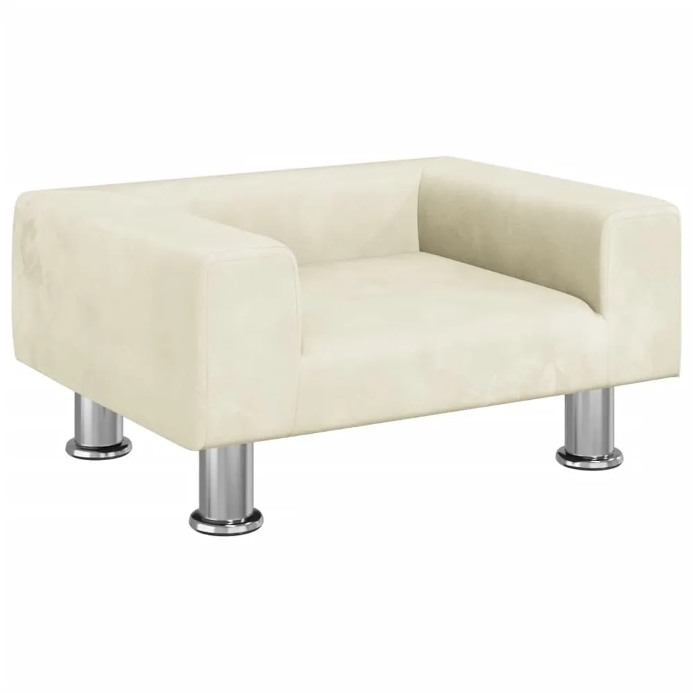 Sofá infantil 50x40x26,5 cm veludo cor creme com 3 Gavetas