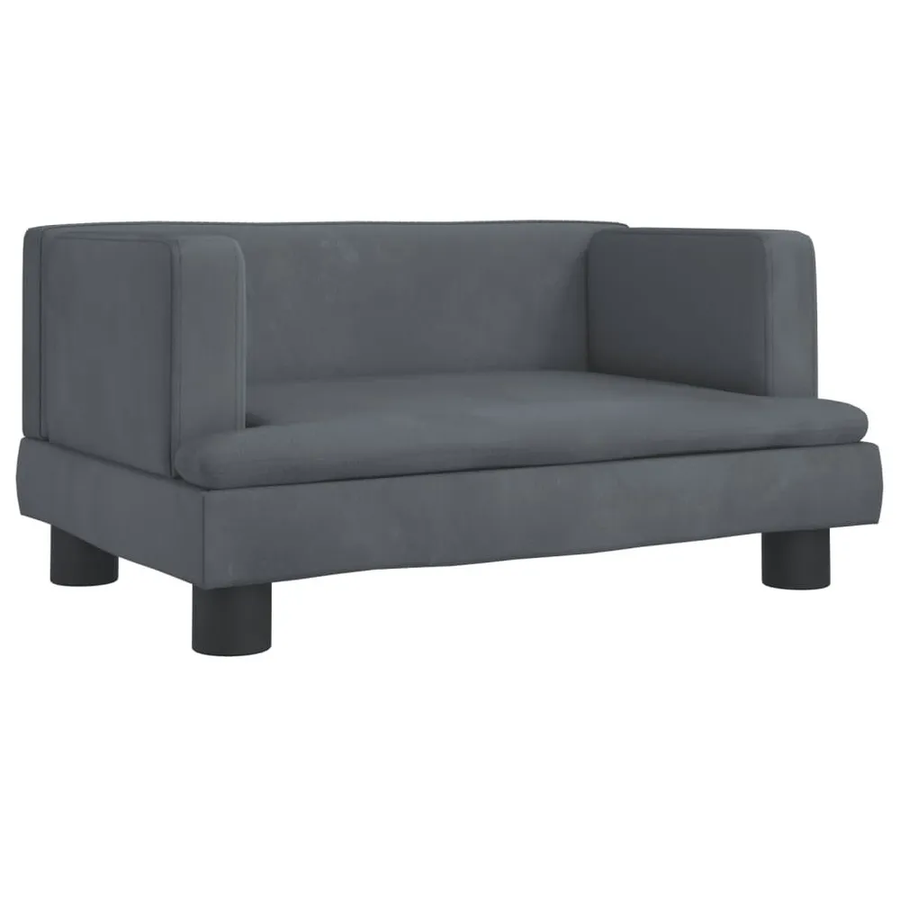 Sofá infantil 60x40x30 cm veludo cinzento-escuro | Montagem Rápida Inclusa