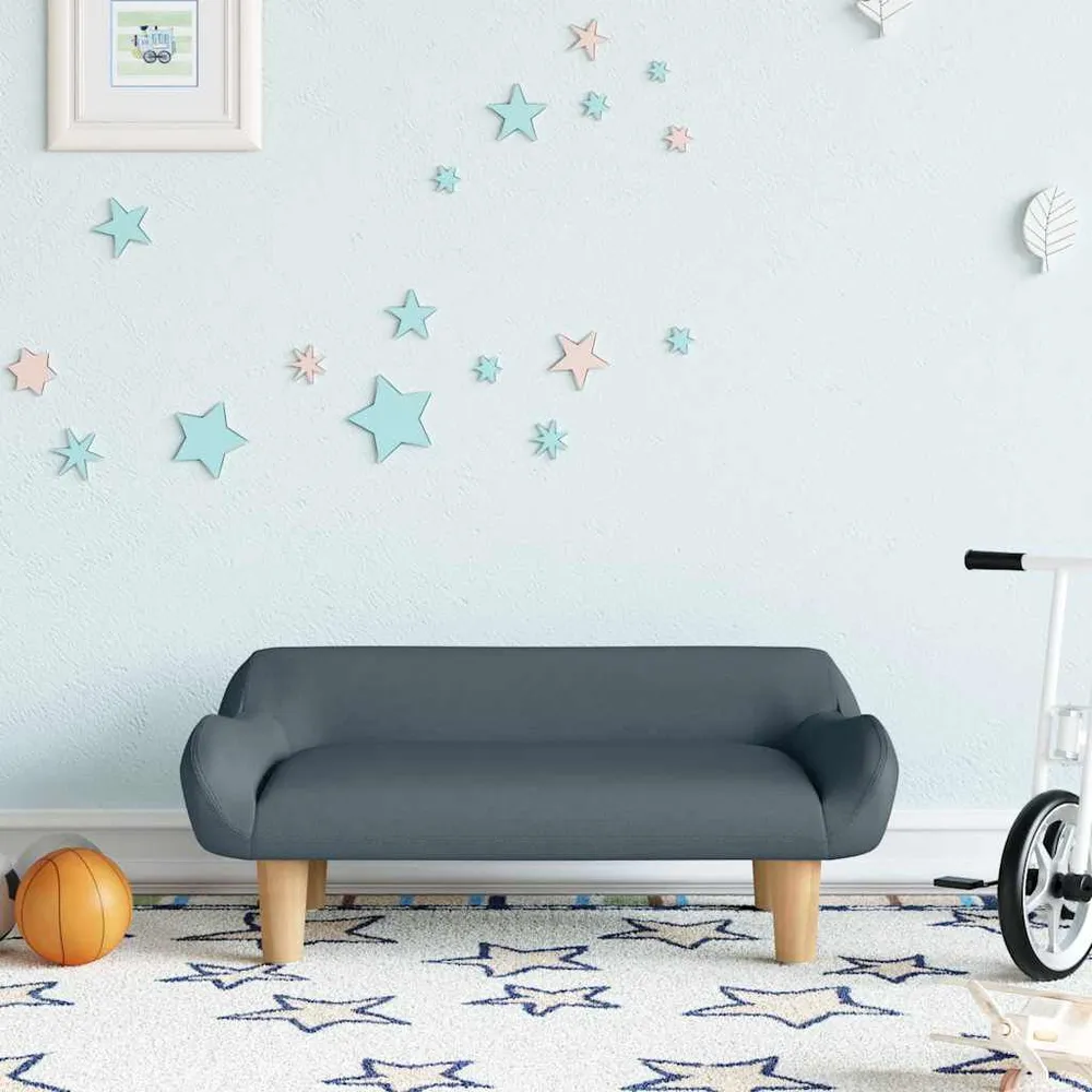 Sofá infantil 70x40x24 cm tecido cinzento-escuro para Crianças