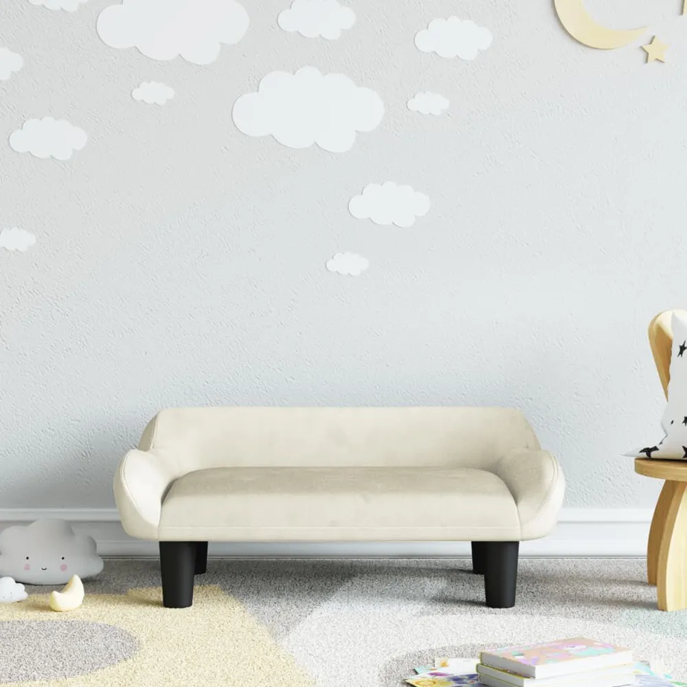 Sofá infantil 70x40x24 cm veludo cor creme para Gêmeos