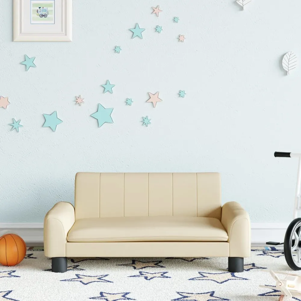 Sofá infantil 70x45x30 cm tecido cor creme com Adesivos Decorativos
