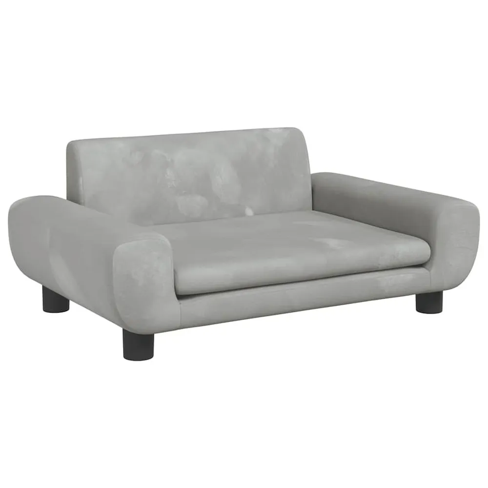 Sofá infantil 70x45x33 cm veludo cinzento-claro | Montagem Rápida Inclusa