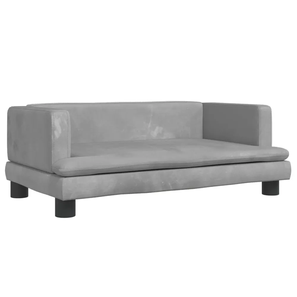 Sofá infantil 80x45x30 cm veludo cinzento-claro Fácil de Limpar