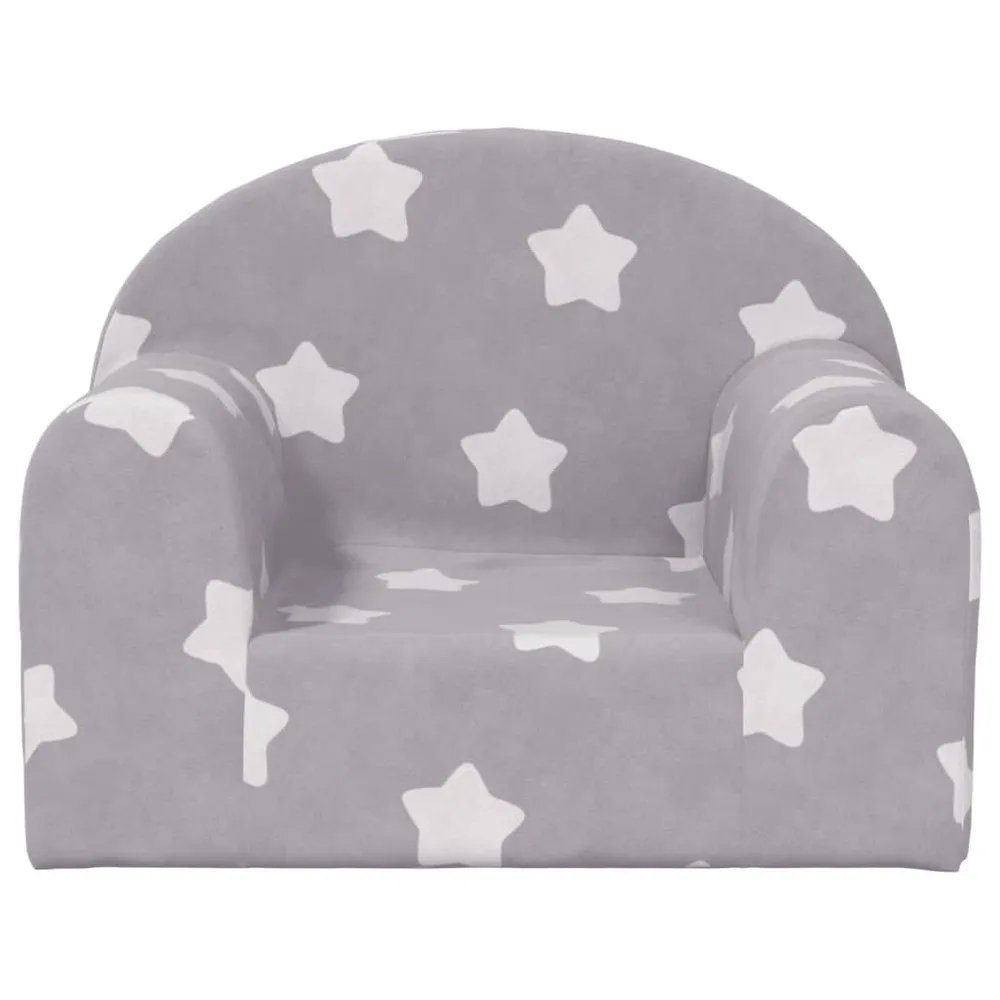 Sofá infantil com estrelas pelúcia macia cinzento-claro com Adesivos Decorativos