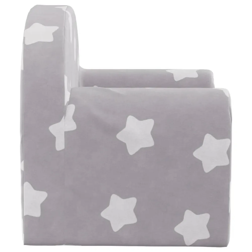 Sofá infantil com estrelas pelúcia macia cinzento-claro com Adesivos Decorativos