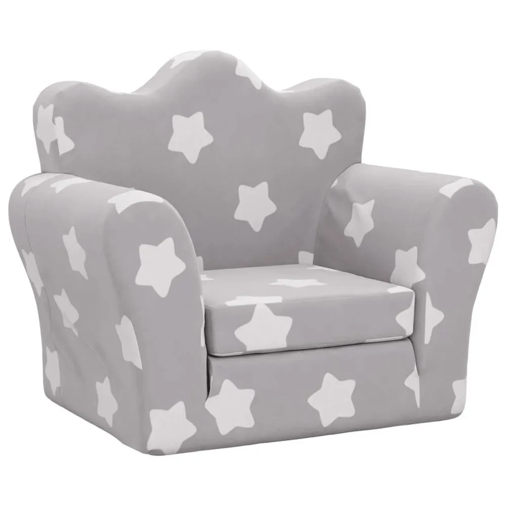 Sofá-cama infantil com estrelas pelúcia cinzento-claro Crescendo com Crianç