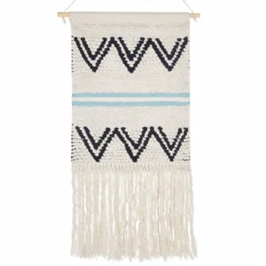Cotton Macramé Wall Hanging Beige and Black FAZILPUR