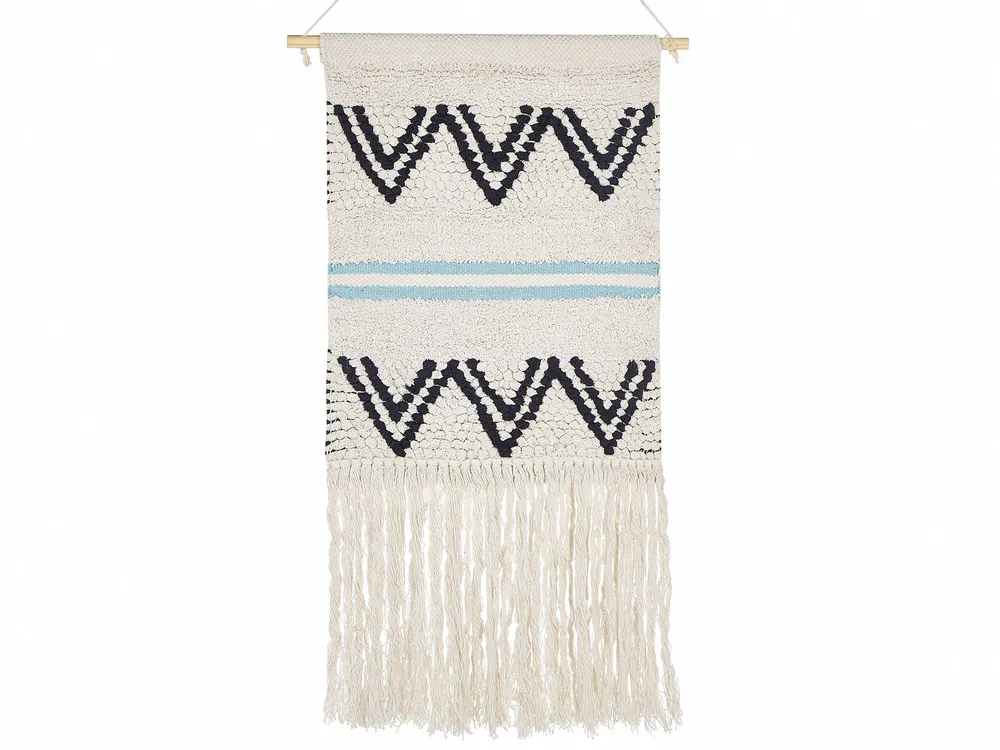 Cotton Macramé Wall Hanging Beige and Black FAZILPUR