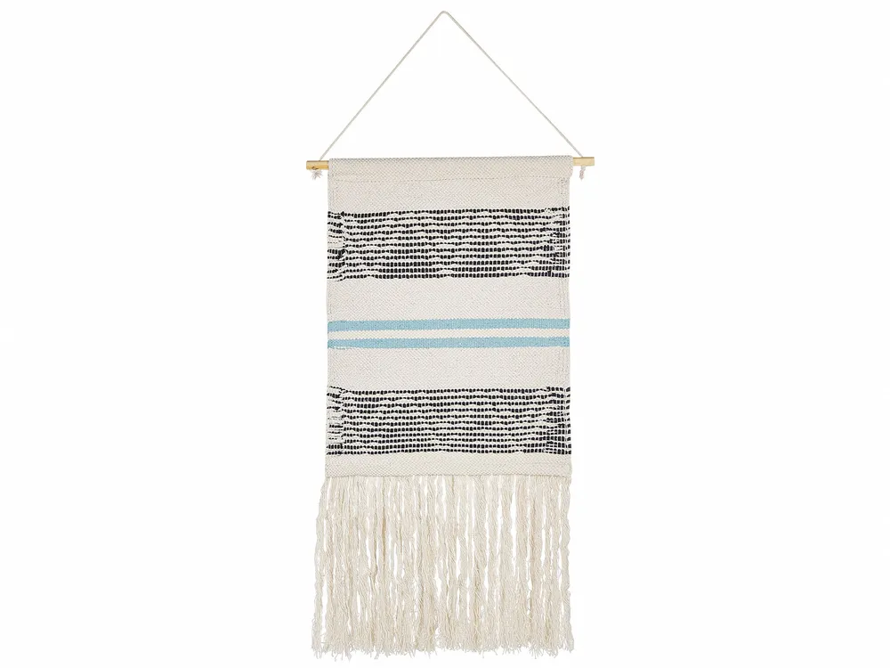 Cotton Macramé Wall Hanging Beige and Black FAZILPUR