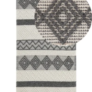 Wool Area Rug 80 x 150 cm Beige and Grey DAVUTLAR