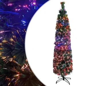 Árvore de Natal artificial fina com suporte 240 cm fibra ótica Kit Montagem Rápida