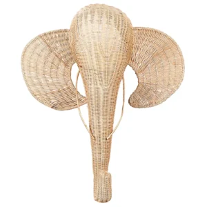 Rattan Animal Head Wall Décor Elephant Light GRUNEY Feito à Mão em Portugal