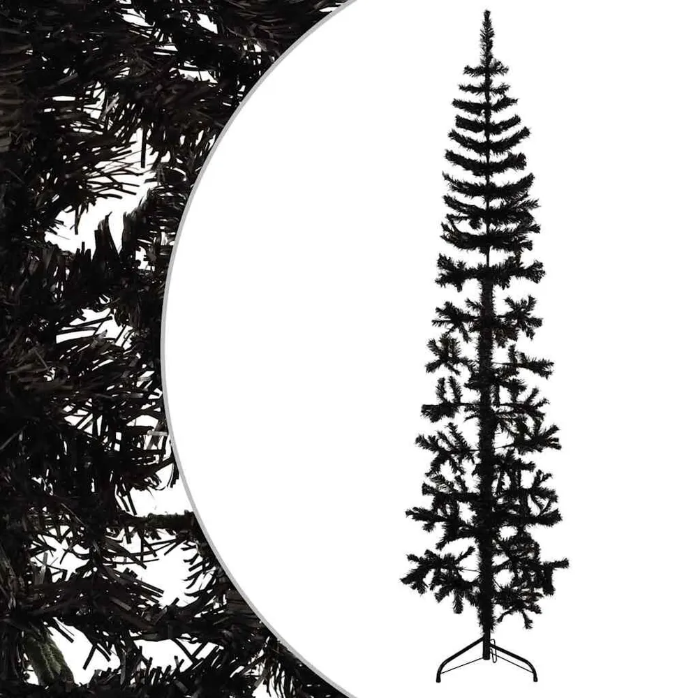 Suporte Adesivo Meia árvore de Natal fina com suporte 210 cm preto