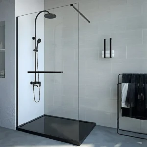 Conjunto de Organizadores Painel de duche estilo italiano com toalheiro 120 x 200 cm preto mate - KRISTEN
