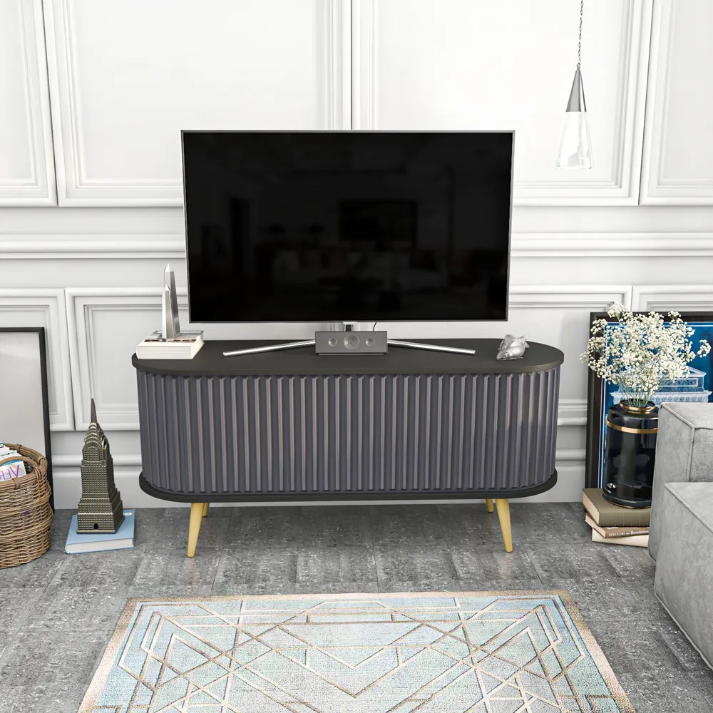 Ergonômico de Alta Qualidade Móvel de TV com portas deslizantes Natera 140cm Preto e Antracite