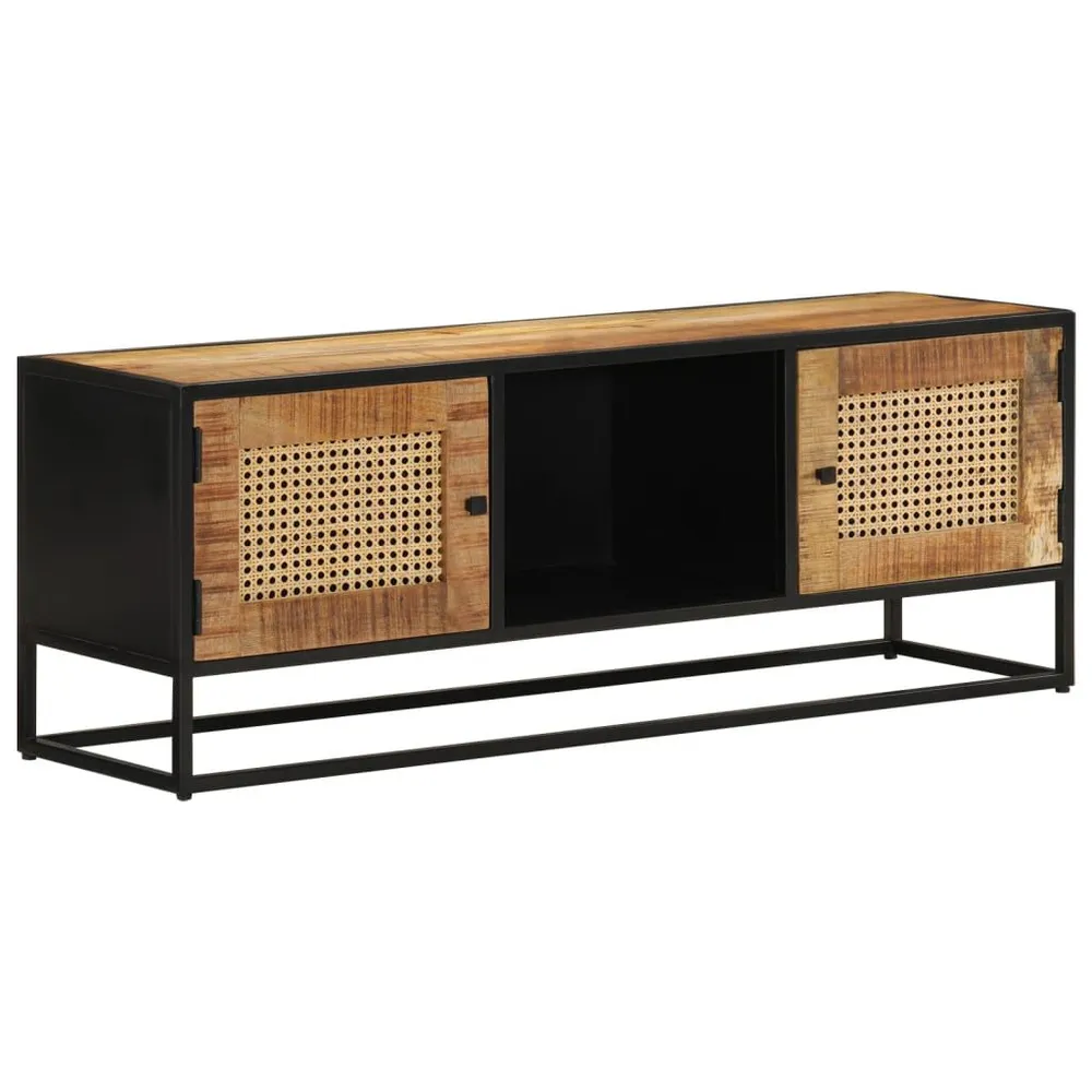 Estante para Jogos Móvel de TV 110x30x40 cm madeira mangueira áspera maciç/ferro