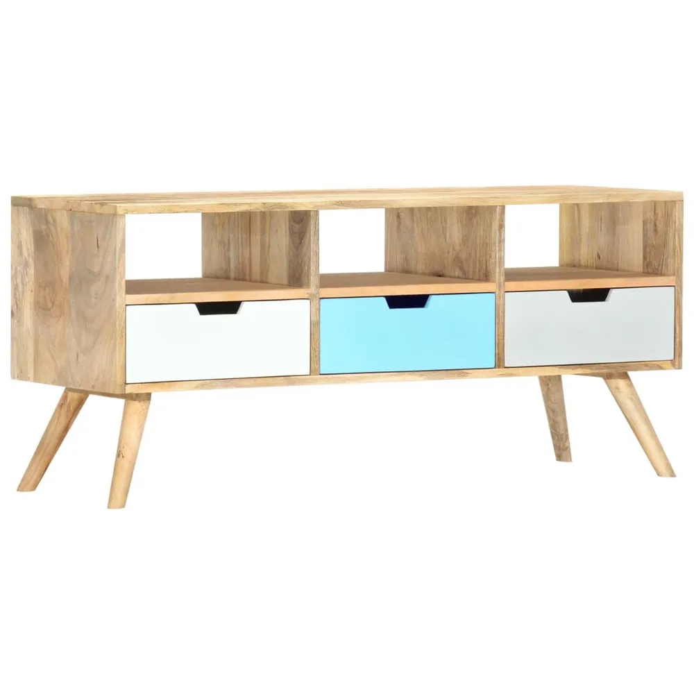 Estante para Jogos Móvel de TV 110x35x48 cm madeira de mangueira maciç